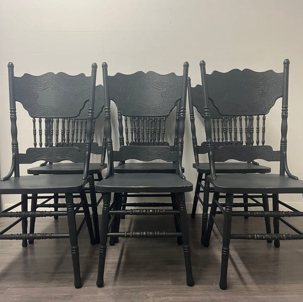 6 Farmhouse Pressed Back Dining Chairs