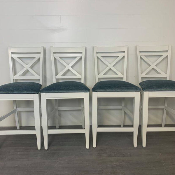 4 Little White Counter Height Stools