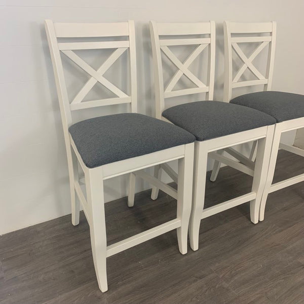 3 Little White Counter Height Bar Stools